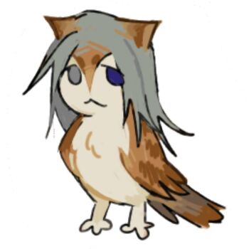 animal_focus animal_with_hair bird blue_eyes cat commentary english_commentary full_body fusion grey_eyes heterochromia jujutsu_kaisen l17932 mahito_(jujutsu_kaisen) owl simple_background sketch white_background