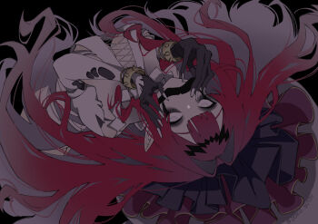 1girl baobhan_sith_(fate) baobhan_sith_(third_ascension)_(fate) breasts commentary_request doku_butsu dress fate/grand_order fate_(series) gag grey_eyes highres long_hair looking_at_viewer lying on_back pink_hair pointy_ears solo white_dress