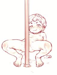 1girl animated barefoot blush completely_nude crotch_rub drooling feet female_focus female_masturbation flat_chest full_body highres hip_bones kurotsuki_(luowei99) loli looping_animation masturbation monochrome nipples nude original pole pussy_juice pussy_juice_puddle pussy_juice_trail short_hair simple_background sketch smile solo sweat thighs tiptoes toes tomboy very_short_hair video white_background