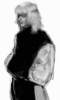 Rule 34 | 1boy, badeni, chi.: chikyuu no undou ni tsuite, commentary request, eyepatch, greyscale, highres, k05062688, lips, male focus, medium hair, monochrome, nose, scar, scar on face, scar on lip, scar on mouth, scar on nose, simple background, standing, tabard, tonsure, white background