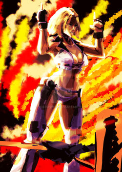 Rule 34 | 1girl, blonde hair, deviantart, dixie clemets, fingerless gloves, gloves, highres, konami, rumble roses, solo, tagme, wrestling ring