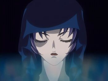 00s 1girl 2002 animated animated_gif basement bible_black bible_black_gaiden cloak hood kozono_nami lipstick makeup purple_hair ritual robe smile tagme yellow_eyes