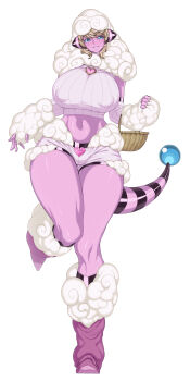 Rule 34 | 1girl, absurdres, animal ears, blonde hair, blue eyes, boots, breasts, colored skin, covered erect nipples, curvy, detached sleeves, female focus, flaaffy, food, fur trim, gen 2 pokemon, heart, highres, huge breasts, lips, looking at viewer, midriff, navel, nintendo, parted lips, personification, pink skin, pokemon, puffy nipples, ribbed sweater, sheep girl, short shorts, shorts, smile, solo, spacezin, sweater, tail, thick thighs, thighs, wide hips