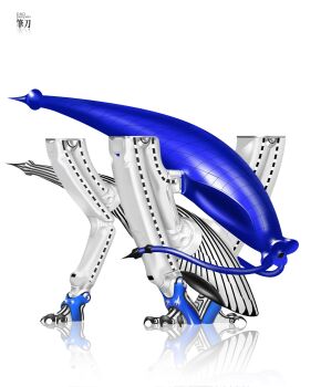 1other abstract artist_name claws commentary daopenpen english_commentary full_body highres machine no_humans non-humanoid_robot original reflection robot science_fiction simple_background white_background