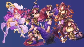 ass backless_dress backless_outfit breasts cleavage conope dress fire_emblem fire_emblem_heroes large_breasts loki_(fire_emblem) long_hair nintendo purple_eyes purple_hair sideboob