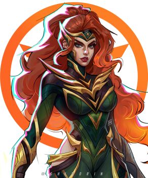 1girl absurdres bodysuit clothing_cutout cowboy_shot green_bodysuit high_ponytail highres hip_vent jean_grey marvel marvel_rivals orange_hair ponytail shim0rin solo standing white_background