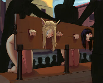 10s 2girls 3boys aka6 audience bdsm bondage bound crying facial_mark fellatio final_fantasy final_fantasy_xiv group_sex hetero hime_cut humiliation hyur irrumatio kneeling miqo'te multiple_boys multiple_girls nude oral orgy pillory public_use rape restrained sex slave spitroast stationary_restraints stocks tears thighs uncensored