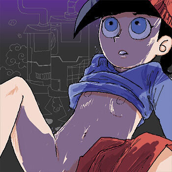 1girl black_hair blue_eyes dani_phantom danny_phantom hamuuma loli nipples open_mouth