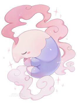 Rule 34 | closed eyes, closed mouth, colored skin, gen 5 pokemon, highres, iwasi 29, multicolored skin, musharna, nintendo, no humans, pink skin, pokemon, pokemon (creature), pokemon focus, purple skin, simple background, sleeping, star (symbol), white background