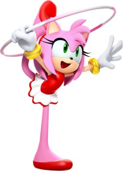 1girl 3d amy_rose amy_rose_(gymnastics) animal_ears animal_nose arms_up body_fur female_focus flat_chest flexible full_body furry furry_female gloves green_eyes gymnastics hairband happy highres holding_hula_hoop leg_up legs leotard looking_afar mario_&amp;_sonic_(series) mario_&amp;_sonic_at_the_rio_2016_olympic_games miniskirt official_art open_mouth outstretched_arms pink_fur pink_hair red_hairband red_leotard red_shoes red_trim shoes short_hair sidelocks simple_background skirt smile solo sonic_(series) standing standing_on_one_leg third-party_source transparent_background white_gloves white_skirt