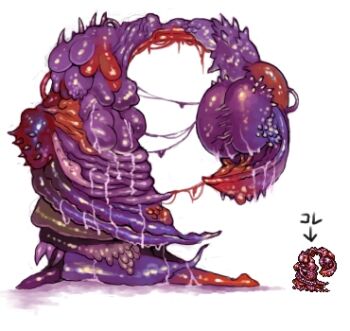 Rule 34 | comparison, lowres, monster, pixel art, shiira, simple background, slime, spikes, tentacles