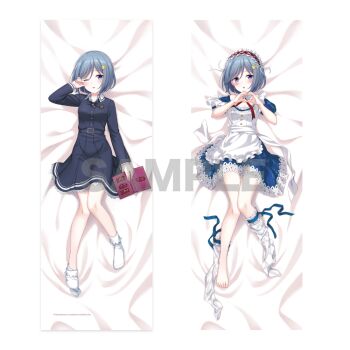 1girl :o alternative_girls apron arm_up bare_legs belt blue_belt blue_bow blue_bowtie blue_dress blue_eyes blue_hair blue_shirt blue_skirt blush bob_cut book bow bowtie breasts buttons copyright_notice dakimakura_(medium) dot_nose dress emblem frilled_hairband frilled_skirt frills full_body hair_ornament hairband hands_up heart heart_hands holding holding_book long_sleeves looking_at_viewer maid_apron medium_breasts multiple_views no_shoes official_art one_eye_closed open_book open_mouth orimiya_yui plaid_clothes plaid_dress puffy_short_sleeves puffy_sleeves rabbit_hair_ornament red_hairband sample_watermark school_uniform second-party_source shirt short_hair short_sleeves single_thighhigh skirt small_breasts socks thighhighs unworn_thighhighs watermark white_apron white_socks white_thighhighs