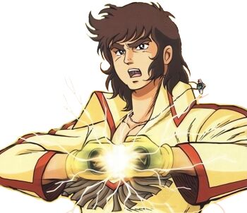 Rule 34 | 1970s (style), 1boy, anime screenshot, black eyes, brown hair, gloves, grey background, jewelry, koutetsu jeeg, male focus, mature male, medium hair, necklace, official art, oldschool, retro artstyle, shiba hiroshi