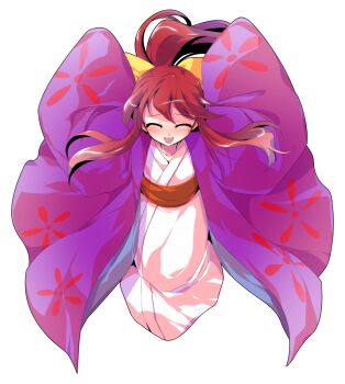 Rule 34 | 1girl, alphes (style), blush, bow, collarbone, commentary request, dairi, floral print, full body, hair between eyes, hair bow, japanese clothes, kimono, kotohime (touhou), large variant set, long sleeves, obi, parody, ponytail, red hair, sash, shawl, sidelocks, solo, style parody, tachi-e, touhou, touhou (pc-98), transparent background, variant set, white kimono, wide sleeves, yellow bow