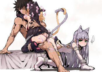 ... 1boy 3girls all_fours anal anal_beads anal_object_insertion anal_tail animal_ears animal_hands ass bikini_top_pull black_hair blonde_hair breasts butt_plug cat_ears cat_tail collar commentary_request doggystyle fake_animal_ears fake_tail female_focus gangbang gloves green_eyes grey_hair group_sex hetero highres index_(toaru_majutsu_no_index) intertwined_tails irokohaku kamijou_touma kiss large_breasts leivinia_birdway leotard lessar loli long_hair medium_hair multicolored_hair multiple_girls object_insertion on_bed paw_gloves paw_shoes pet_play sex sex_from_behind sex_toy simple_background small_breasts spoken_ellipsis streaked_hair sweat tail toaru_majutsu_no_index toaru_majutsu_no_index:_new_testament white_background white_leotard