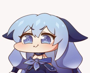 1girl :d =_= animated animated_gif blue_eyes blue_hair blush bouncing closed_mouth grey_background indie_virtual_youtuber long_hair looping_animation mountain_han open_mouth pafu_(vtuber) sharp_teeth simple_background smile solo teeth virtual_youtuber