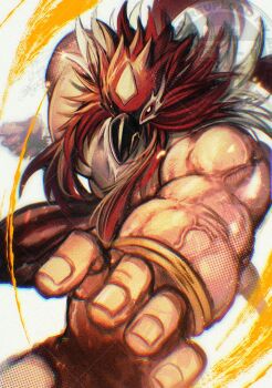1boy abs animal_head bird_mask boots fatal_fury fatal_fury:_city_of_the_wolves gloves highres luchador luchador_mask male_focus mask muscular muscular_male pectorals simple_background snk spandex sudachi0315 tizoc_(snk) topless_male white_background wrestler wrestling wrestling_mask wrestling_outfit