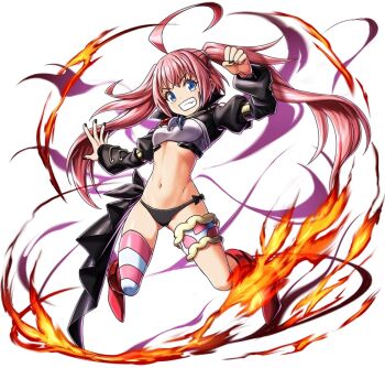 1girl fire milim_nava official_art pink_hair smile source_request tagme tensei_shitara_slime_datta_ken