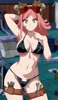 1girl absurdres boku_no_hero_academia breasts goggles hatsume_mei highres indexryo large_breasts pink_hair short_hair swimsuit tools