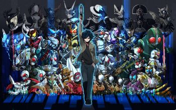 Rule 34 | adjusting clothes, adjusting headwear, belt, card, claw (weapon), clenched hand, fedora, flower, guitar, gun, hand in pocket, hat, instrument, jacket, kaitou daiki, kamen rider, kamen rider agito, kamen rider agito (ground form), kamen rider arc, kamen rider black rx, kamen rider blade, kamen rider caucasus, kamen rider dcd, kamen rider delta, kamen rider den-o, kamen rider den-o (sword form), kamen rider drake, kamen rider femme, kamen rider g3, kamen rider g4, kamen rider gai, kamen rider glaive, kamen rider hercus, kamen rider ibuki, kamen rider ixa, kamen rider j, kamen rider kabuki, kamen rider ketaros, kamen rider kiva, kamen rider orga, kamen rider ouja, kamen rider psyga, kamen rider punch hopper, kamen rider raia, kamen rider rey, kamen rider ryuga, kamen rider saga, kamen rider sasword, kamen rider scissors, kamen rider skull, kamen rider super-1, kamen rider todoroki, kamen rider zanki, pointing, pointing up, riotrooper, rose, scarf, sword, weapon, yoshino (gunform)