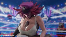 1boy 1girl 20s 3d 60fps animated artist_name black_choker black_gloves blender_(medium) blue_eyes blurry blurry_background bottomless breast_lift breasts buttons capcom choker cleavage crop_top dark-skinned_male dark_skin depth_of_field elbow_gloves erection final_fight fingerless_gloves gloves grey_shirt hair_between_eyes hat hetero highres huge_breasts interracial large_penis logo looping_animation lying nappana nipples oil oiled on_back paizuri paizuri_on_lap paizuri_under_clothes parted_lips peaked_cap penis pink_hair pink_headwear poison_(final_fight) rubbing shiny_skin shirt short_hair single_elbow_glove single_fingerless_glove single_gloves skull sleeveless solo_focus spiked_hair stadium street_fighter street_fighter_v tank_top toned toned_female twitter twitter_logo uncensored underboob video white_tank_top