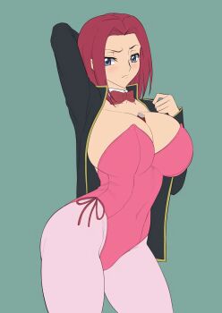 1girl breasts cleavage code_geass highres iwao178 kouzuki_kallen large_breasts object_between_breasts