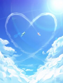 blue_sky cloud day dragon flying gen_3_pokemon highres latias latios legendary_pokemon nintendo no_humans outdoors pokemon pokemon_(creature) sky sonymonster793 wings
