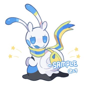 Rule 34 | alternate color, alternate shiny pokemon, animal focus, blue eyes, chinese commentary, commentary request, commission, erjiusanshi, full body, gen 6 pokemon, looking at viewer, nintendo, no humans, original, pokemon, pokemon (creature), pokemon focus, sample watermark, scarf, simple background, sliggoo, snail, solo, watermark, white background