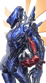 commentary energy_wings extra_arms highres humanoid_robot joints looking_to_the_side mechanical_arms mechanical_legs mechanical_wings nameno92372763 no_humans robot robot_joints science_fiction simple_background solo standing ultrakill v1_(ultrakill) white_background wings wire wiring