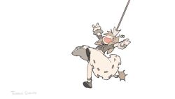 1girl animal_ears animated black_shoes dress original polearm shoes solo spear spinning tagme tail temmie_chang throwing video weapon white_background x_x