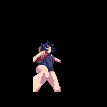 1girl :&lt; akaga_hirotaka animal_ears animated animated_gif aq_interactive arcana_heart ass backpack bag bare_legs blue_hair breasts brown_eyes daidouji_kira defeat falling female_focus forced hand_on_own_knee happy looking_at_another looking_at_viewer milk official_art one-piece_swimsuit randoseru ryona school_swimsuit shiny_skin short_hair sitting small_breasts smile solo splashing swimsuit thighs wavy_eyes wet