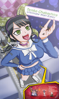 absurdres bell breasts chabashira_tenko choker city cityscape collar danganronpa_(series) danganronpa_v3:_killing_harmony english_text flip-flops footprints fujisaki_chihiro giant giantess gokuhara_gonta hanamura_teruteru hand_on_own_hip highres hoshi_ryoma inside_creature ishimaru_kiyotaka komaeda_nagito kuwata_leon kuzuryu_fuyuhiko large_breasts midriff navel neck_bell nidai_nekomaru nuke owada_mondo oma_kokichi reaction ribbon road saihara_shuichi saliva sandals scared shadow sitting_on_shoulder socks soda_kazuichi sphincter standing stomach stomach_(organ) street swallowing teeth thedaibajin throat tongue tongue_out uvula vore yamada_hifumi yumeno_himiko