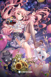 Rule 34 | 1girl, animal ears, barefoot, blush, cat, feet, grin, highres, long hair, looking at viewer, pink hair, see-through, see-through legwear, single thighhigh, smile, soles, thighhighs, toes, twintails, yellow eyes