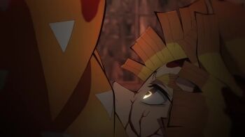 2boys agatsuma_zenitsu animated battle blonde_hair decapitation destruction dragon kaigaku kimetsu_no_yaiba lightning multiple_boys short_hair tagme video