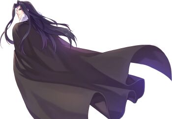 Rule 34 | alpha transparency, artist request, black cape, black eyes, black hair, cape, closed mouth, curtained hair, floating cape, fur-trimmed cape, fur trim, long hair, looking back, male focus, nexon, official art, parted bangs, second-party source, simple background, solo, straight hair, tales weaver, transparent background, yevgnen jineman, yevgnen jineman (black knight)