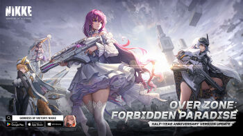 4girls armor armored_bodysuit armored_boots assault_rifle blonde_hair boots braid breasts cloak closed_eyes cloud cloudy_sky copyright_name detached_sleeves detached_wings dorothy_(nikke) dress english_text frilled_dress frills goddess_of_victory:_nikke grey_hair gun haidate hair_intakes hand_on_own_chest hat highres holding holding_gun holding_weapon japanese_armor jingasa kote large_breasts large_hat long_braid long_hair looking_ahead mechanical_arms mechanical_wings multiple_girls official_art pink_hair praying purple_eyes rapunzel_(nikke) rifle scarlet_(nikke) serious shoulder_armor single_mechanical_arm sky snow_white_(nikke) sode standing sunrise sword thighhighs thighs trigger_discipline turning_head two-sided_cloak two-sided_fabric veil very_long_hair visor_(armor) visor_lift weapon weapon_on_back white_cloak white_dress white_hair white_thighhighs wings yellow_eyes zettai_ryouiki