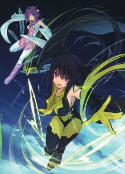 2girls ao_no_kanata_no_four_rhythm black_hair bodysuit breasts large_breasts multiple_girls official_art source_request tagme tobisawa_misaki