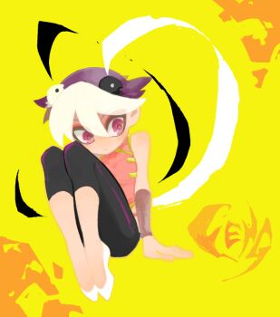 Rule 34 | armband, chinese clothes, copyright request, english text, eyeliner, looking down, makeup, nika (happyakuman), oekaki, red eyes, shoes, white shoes