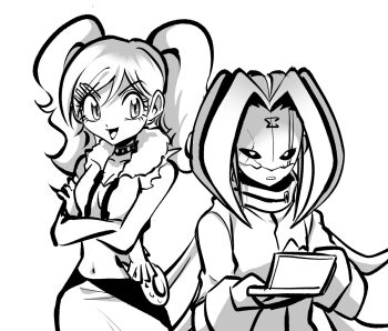 breasts digimon digimon_adventure_v-tamer_01 gotojuki_mari looking_at_viewer mask medium_hair oh_sorry_01 sigma_(digimon) skirt smile