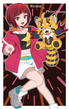 digimon digimon_(creature) digimon_beatbreak jacket pixiv_(2917301) pristimon sakuya_reina short_hair star_(symbol)