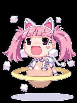 1girl animal_ear_headphones animal_ears animated animated_gif blush_stickers cat_ear_headphones cat_ears detached_sleeves fake_animal_ears fang floating headphones lowres open_mouth original pink_eyes pink_hair saturn_(planet) smile toromi-chan toromi_(toromix2) usb wall-eyed