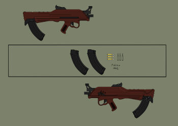 7.62x39mm absurdres ammunition ammunition_focus ammunition_name assault_rifle bullet bullpup commentary gun highres intermediate_cartridge long_gun military_cartridge monaly_doge_(mr2123213) original prototype_design rifle rifle_cartridge tkb-022 tkb-022pm tkb-022pm5_no._1 weapon weapon_focus
