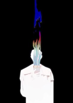 1boy censored censored_identity coat cowboy_shot faceless facing_viewer hand_up highres holding holding_phone kim_dokja male_focus omniscient_reader's_viewpoint phone short_hair solo spot_color tix_0314 white_coat