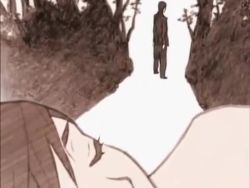 1boy 1girl animated bird blood+ blue_sky cloud ending closed_eyes forest light_rays lowres monochrome music nature short_hair sky sleeping sound sun sunbeam sunlight tagme tears tree waking_up video white_background