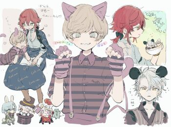 6+boys alice_(alice_in_wonderland) alice_(alice_in_wonderland)_(cosplay) alice&#039;s_adventures_in_wonderland animal_ears cat_boy cat_ears cat_tail cheshire_cat_(alice_in_wonderland) cheshire_cat_(alice_in_wonderland)_(cosplay) cosplay crown dankira!!! dormouse_(alice_in_wonderland) dormouse_(alice_in_wonderland)_(cosplay) gekkoin_noel green_eyes habashiri_ginko highres janome_shiki long_hair mad_hatter_(alice_in_wonderland) mad_hatter_(alice_in_wonderland)_(cosplay) male_focus miki_nozomu mole mole_under_eye mouse_boy mouse_ears multiple_boys queen_of_hearts_(alice_in_wonderland) queen_of_hearts_(alice_in_wonderland)_(cosplay) rabbit_boy rabbit_ears red_hair short_hair sketch sneezecoon tail tsubaki_seito wakakusa_yukari white_rabbit_(alice_in_wonderland) white_rabbit_(alice_in_wonderland)_(cosplay)