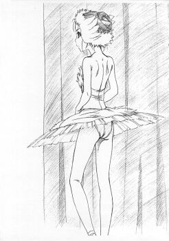 1girl ballerina highres monochrome route39 sketch tagme