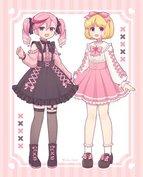 Rule 34 | absurdres, blonde hair, digimon, digimon universe: appli monsters, dress, highres, karan eri, kashiki ai, long hair, pink hair, purple eyes, twintails