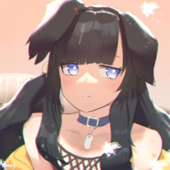 1girl absurdres animal_ears blue_archive blue_eyes blush hibiki_(blue_archive) highres long_hair looking_at_viewer original rifu002 simple_background smile solo