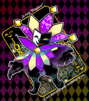 1boy argyle bad_id bad_pixiv_id card clown clown_boy dimentio jester jester_boy joker_(playing_card) male_focus mario_(series) naco24 nintendo no_humans paper_mario playing_card solo super_paper_mario