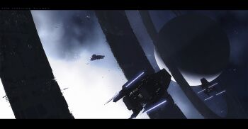 Rule 34 | epic, highres, no humans, original, planet, realistic, revision, scenery, science fiction, space, spacecraft, the machine planet, tsukuba masahiro